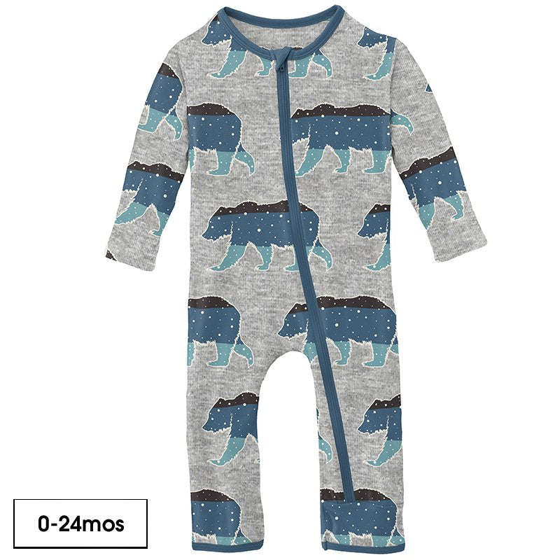 Kickee Pants Print Coverall with Zipper - Silver Sage Lunchboxes